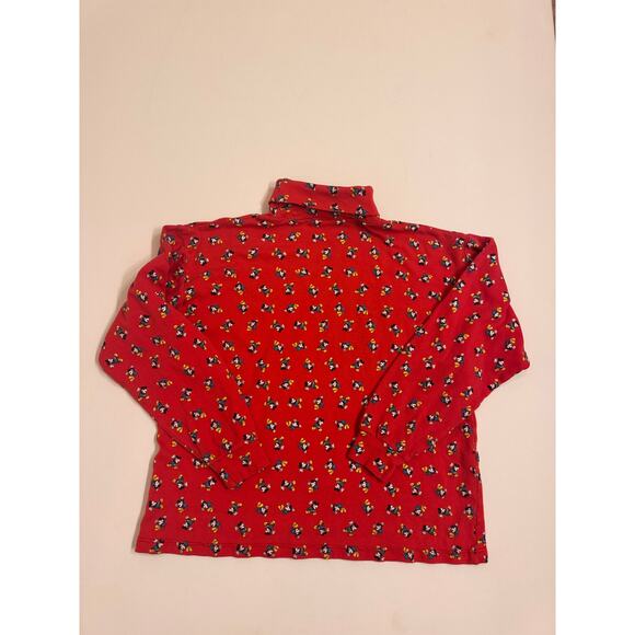 Women's Vintage Disney Mickey & Co Allover Print Turtleneck Red Size M - Picture 4 of 6